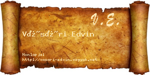 Vásári Edvin névjegykártya